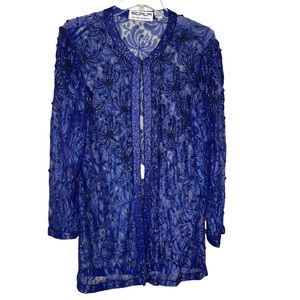 Scala Beaded Net Cardigan Jacket Wedding Sz Petite Medium